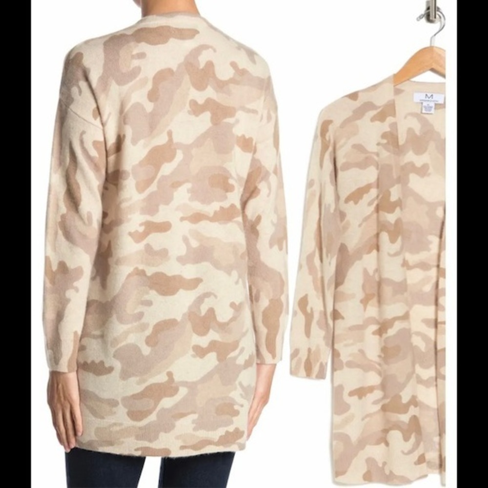 MAGASCHONI Cashmere Camo Open Front Cardigan in Neutral Camo - Picture 2 of 12